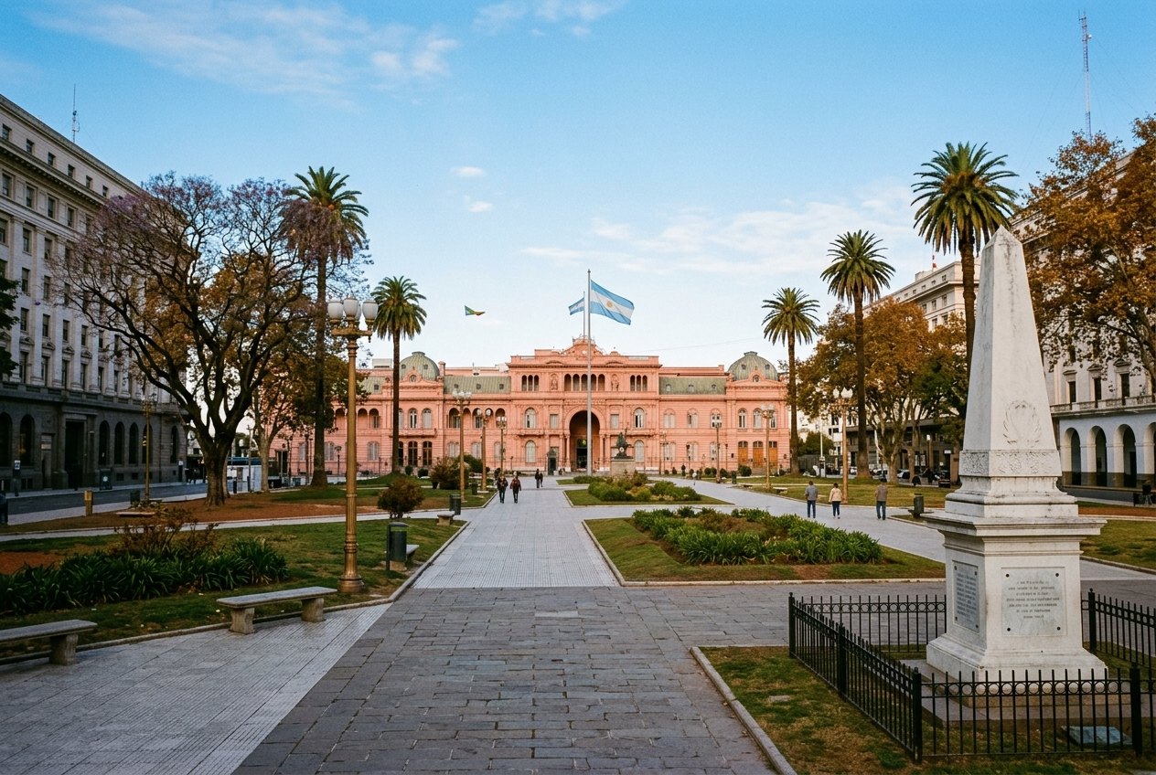 La Casa Rosada rose au fond de la Plaza de Mayo à Buenos Aires